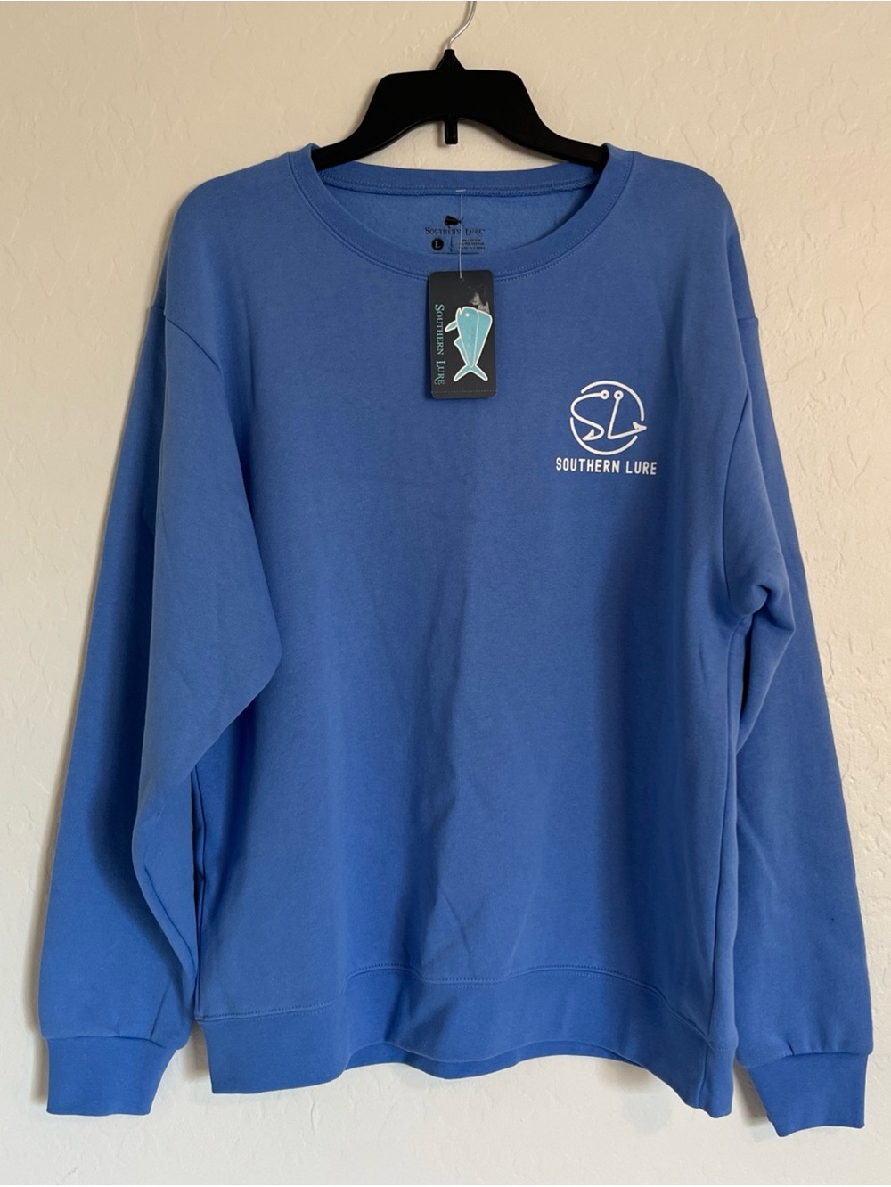 Southern Lure Crewneck Fleece Pullover Sweatshirt - Blue Size L